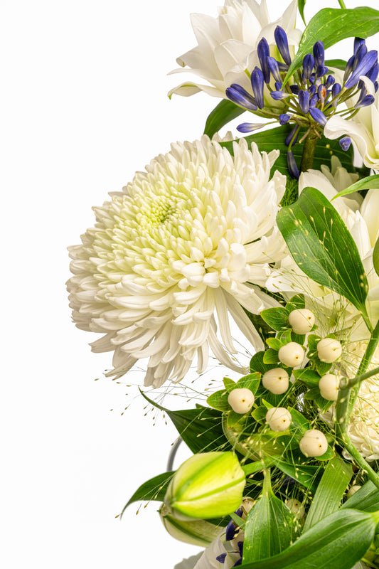 Grief-inspired white bouquet